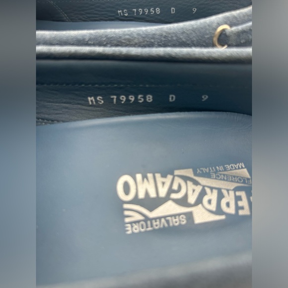 Salvatore Ferragamo Men Driving Suede Blue Moccasin Loafers Logo Sz 9 D - Picture 16 of 16